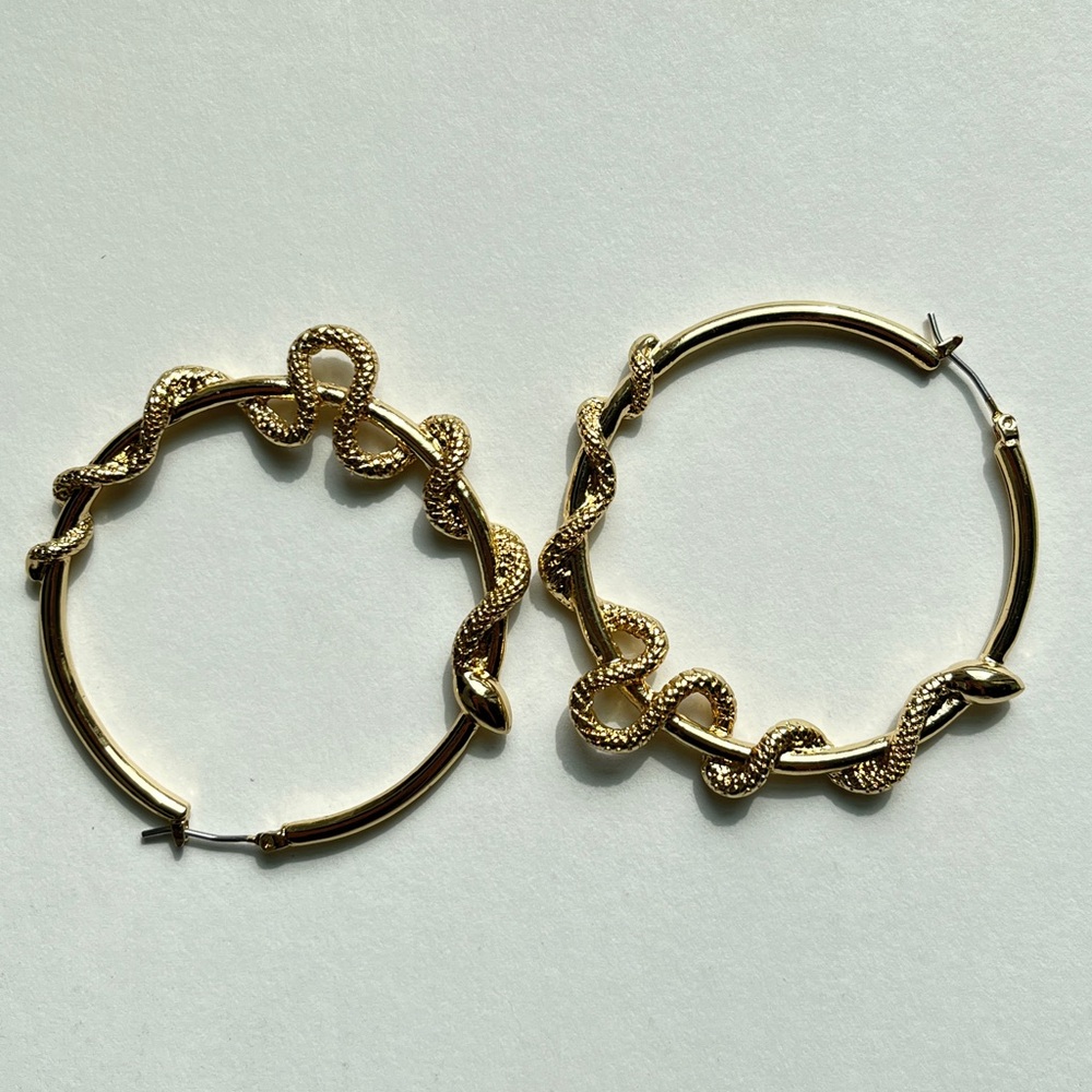 Betsey Johnson Gold Snake Hoop Earrings